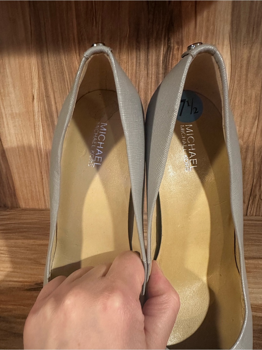 Michael Kors Gray Pointed-Toe Leather Pumps - Picture 6 of 6